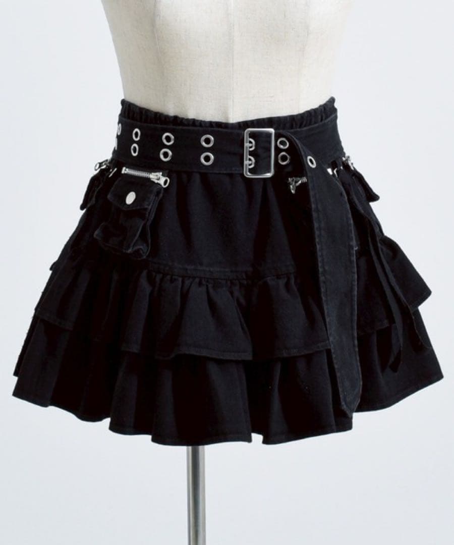 『REFLEM/レフレム』カーゴベルト付きデニムフリルスカート