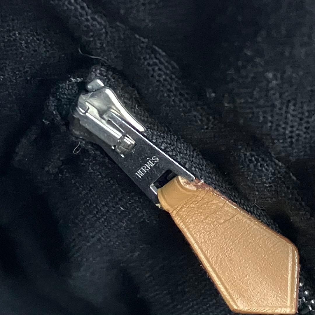 エルメス　HERMES フールトゥ　PM トートバッグ　黒　ストライプ