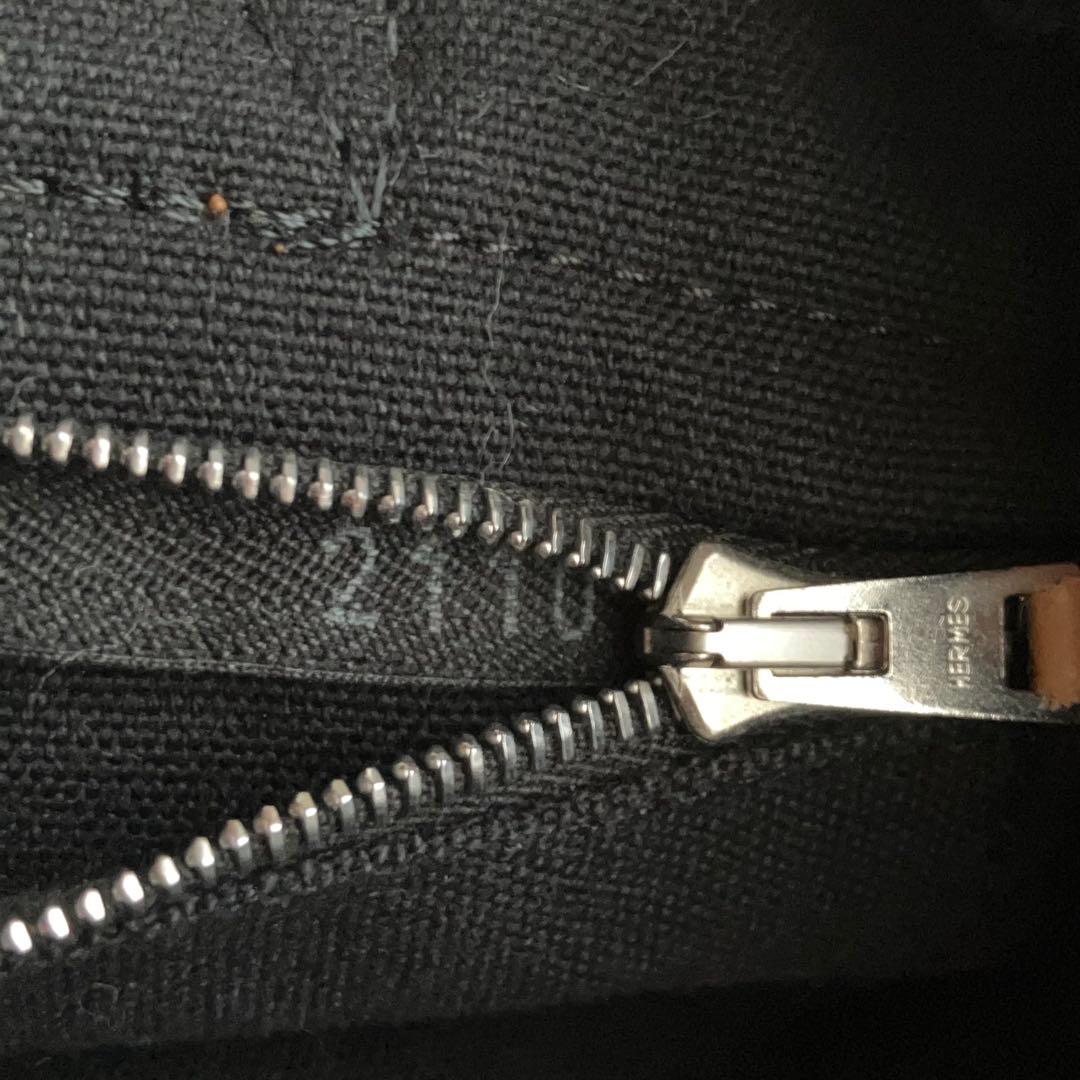 エルメス　HERMES フールトゥ　PM トートバッグ　黒　ストライプ