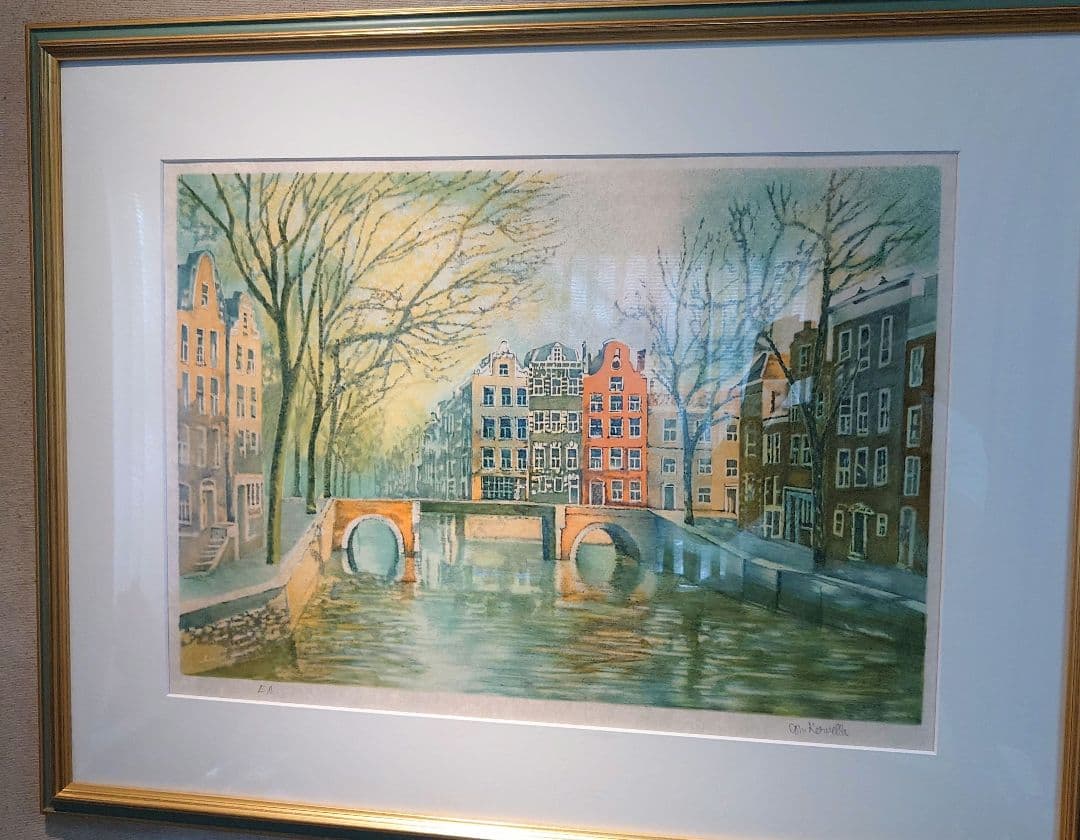 【真作保証、特価】リトグラフ　マイケル　ケルベラ、百貨店シ−ル