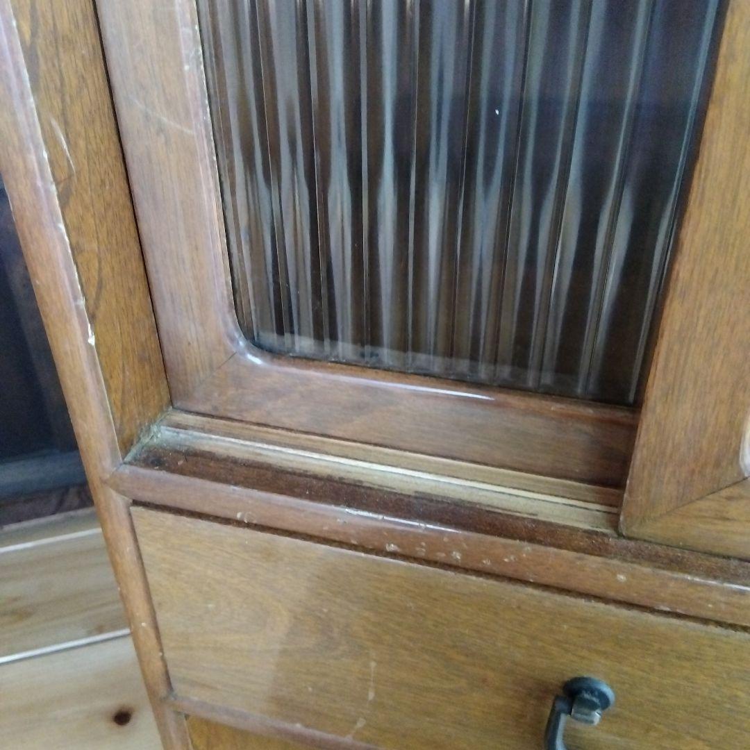 食器棚 レトロガラス戸棚 古家具 収納棚