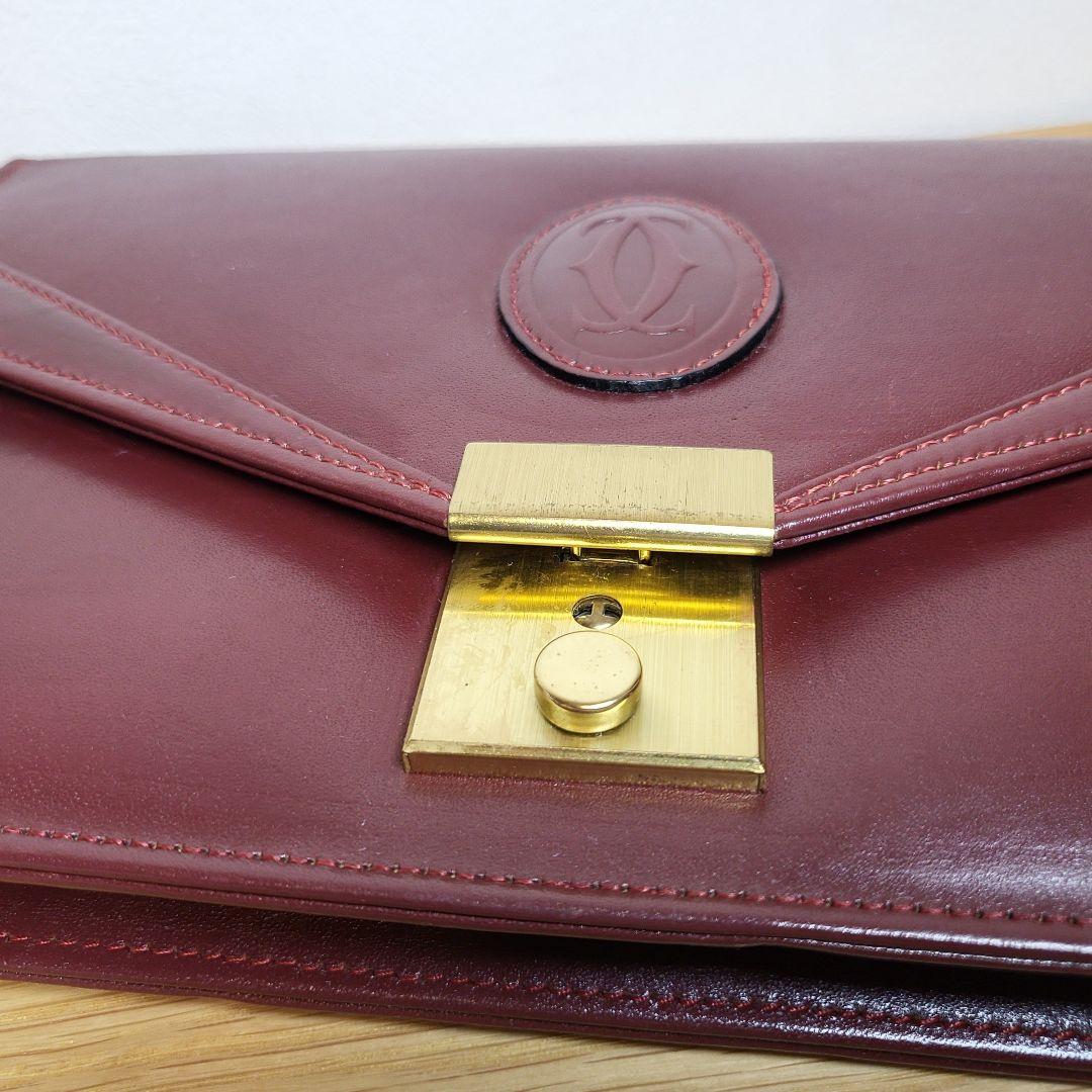 【レア】Cartier カルティエ セカンドバッグ クラッチバッグ ボルドー