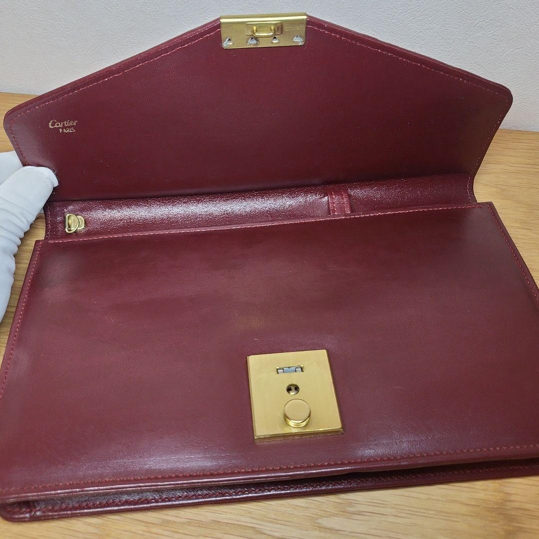 【レア】Cartier カルティエ セカンドバッグ クラッチバッグ ボルドー
