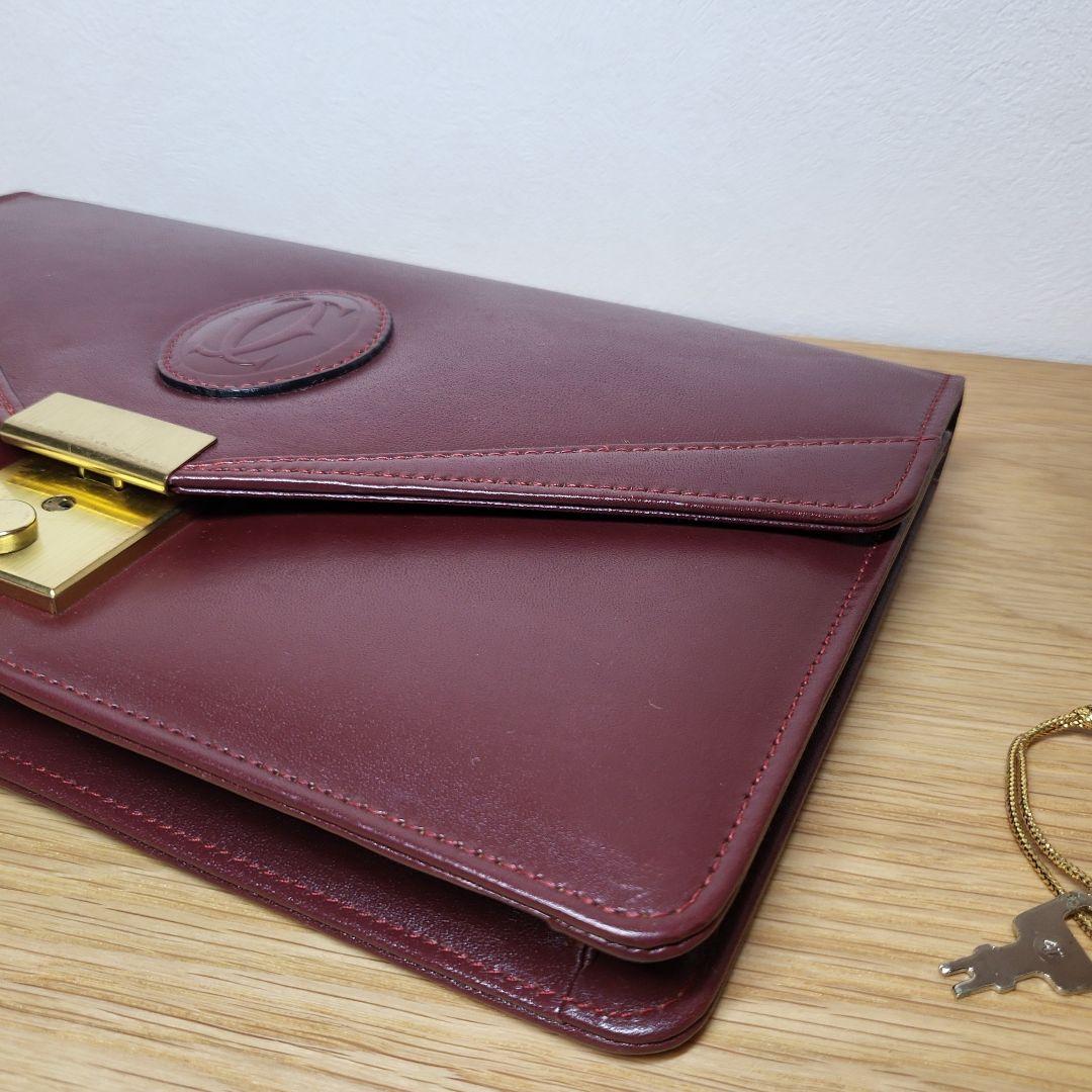 【レア】Cartier カルティエ セカンドバッグ クラッチバッグ ボルドー
