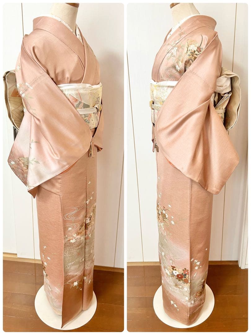 美品　正絹訪問着　裄丈長め　フルセット4点　佐賀錦袋帯　入学式　卒業式　七五三