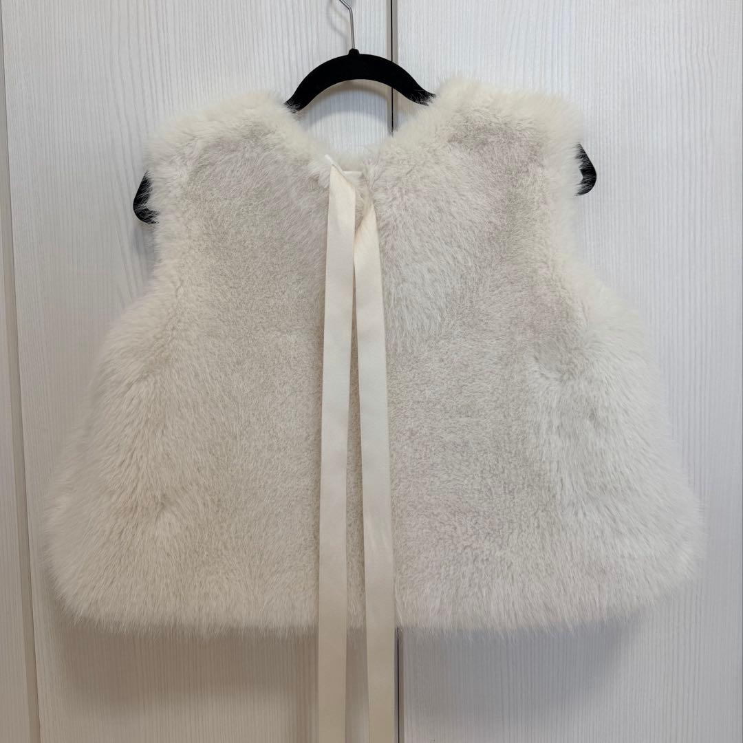 トップス ESMOK A line fur vest white