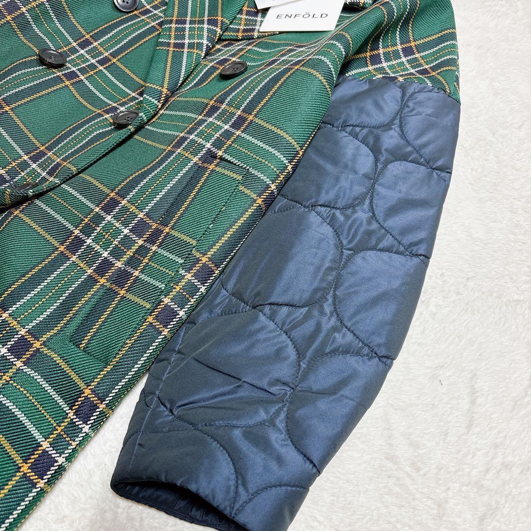 ENFOLD エンフォルド チェックキルトピーコート 異素材 ロング 吉田羊着用