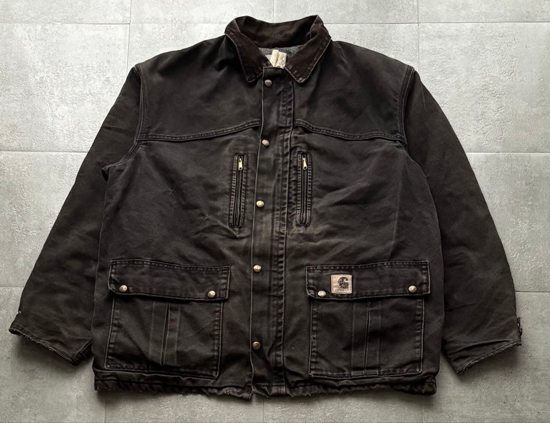 80s 90s USA製　カーハート　ミシガンチョアコート　ブラック　フェード