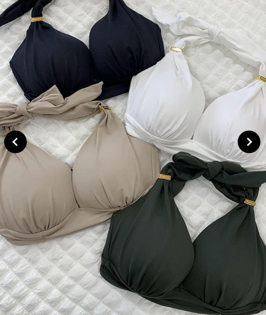 Riberce リベーチェ　無地サッシュホルターネックビキニ　水着　ベージュ