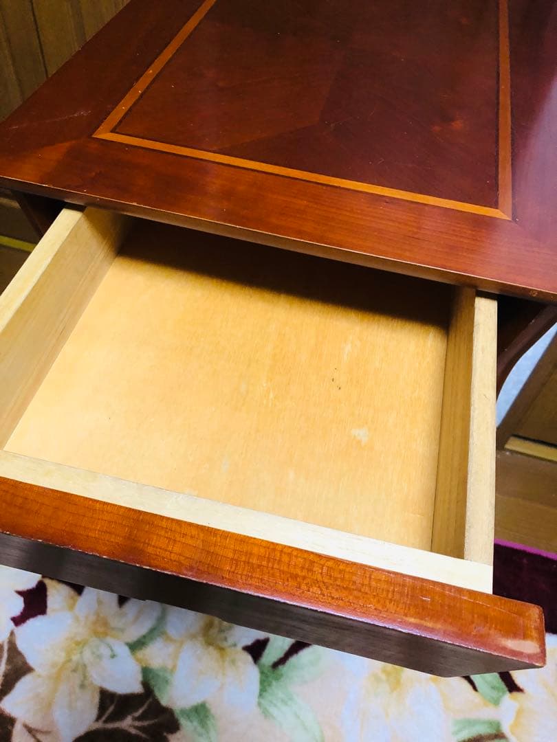 木製キャビネット 2段引き出し 茶色