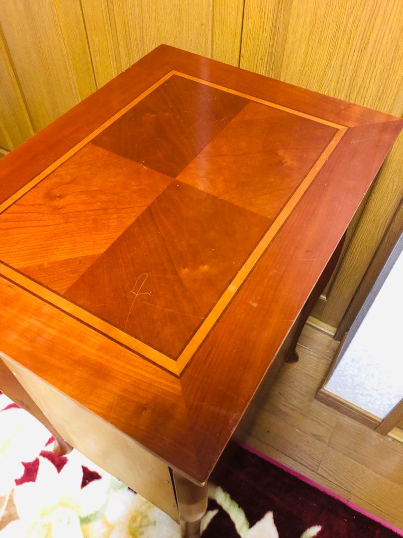 木製キャビネット 2段引き出し 茶色