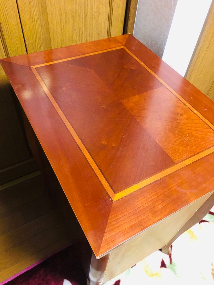 木製キャビネット 2段引き出し 茶色