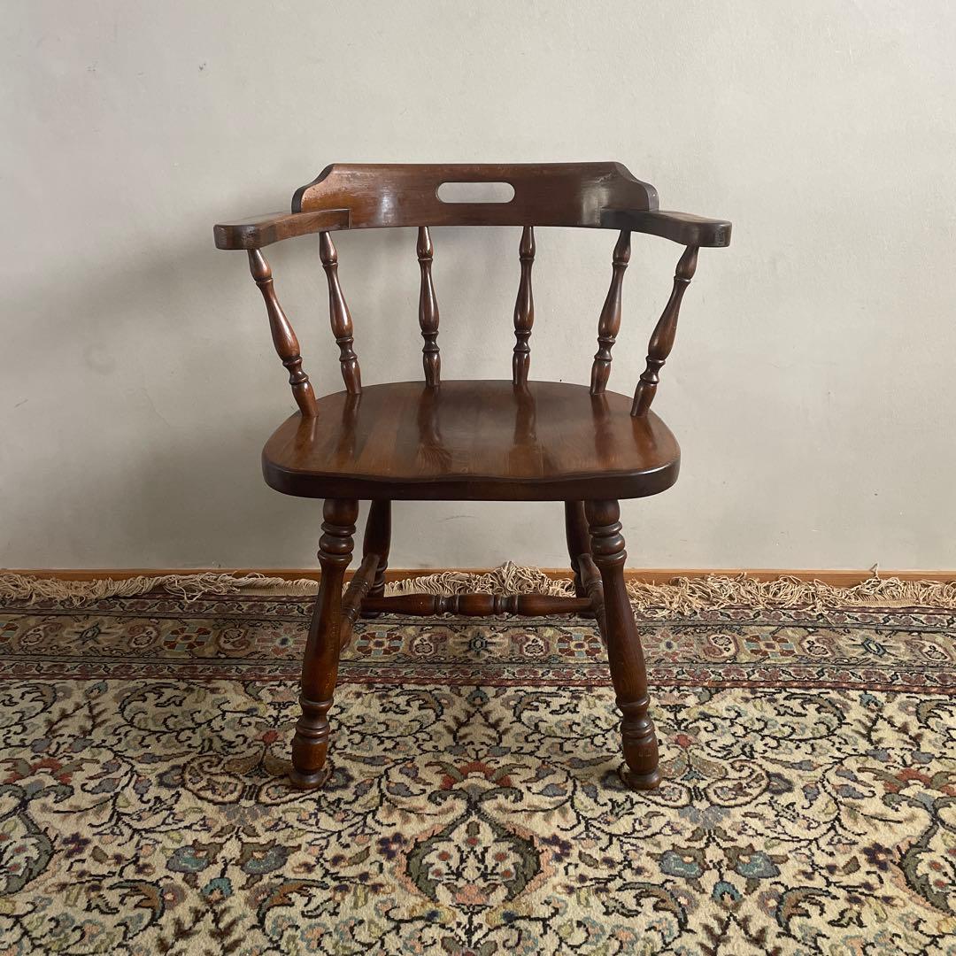 ④飛騨産業　キツツキマーク　ウィンザーアームチェア　アンティーク　ヴィンテージ