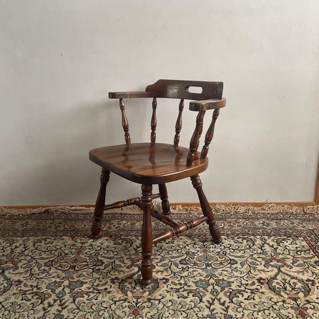 ④飛騨産業　キツツキマーク　ウィンザーアームチェア　アンティーク　ヴィンテージ