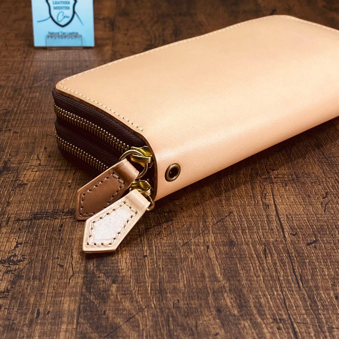 サドルレザー ヌメ革 ラウンドファスナー ダブルファスナー　メンズ財布 長財布