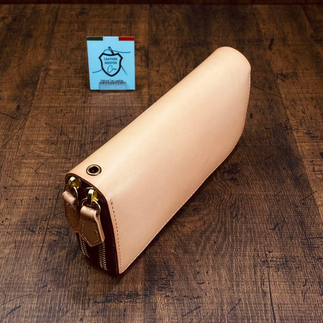 サドルレザー ヌメ革 ラウンドファスナー ダブルファスナー　メンズ財布 長財布