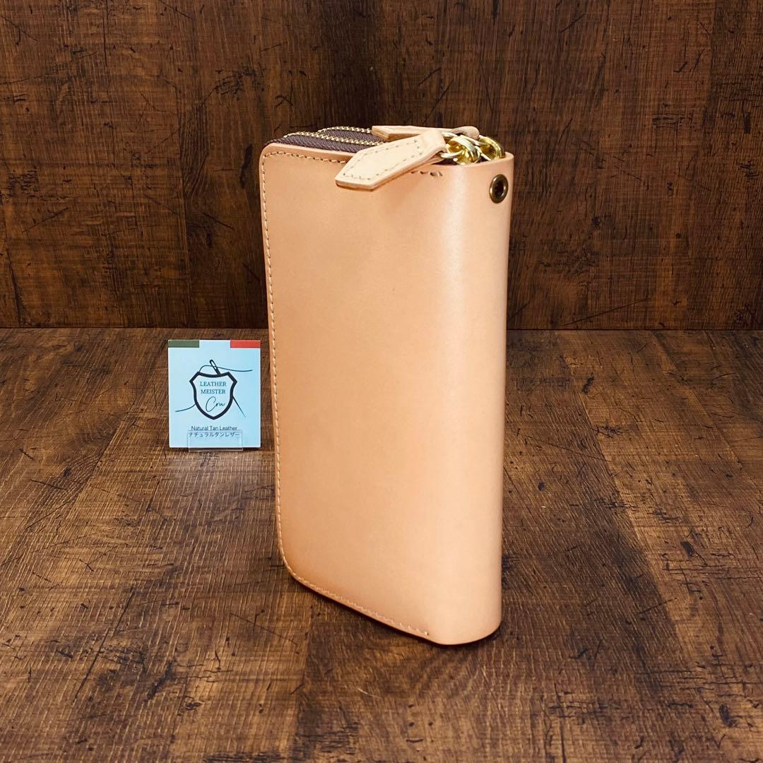 サドルレザー ヌメ革 ラウンドファスナー ダブルファスナー　メンズ財布 長財布