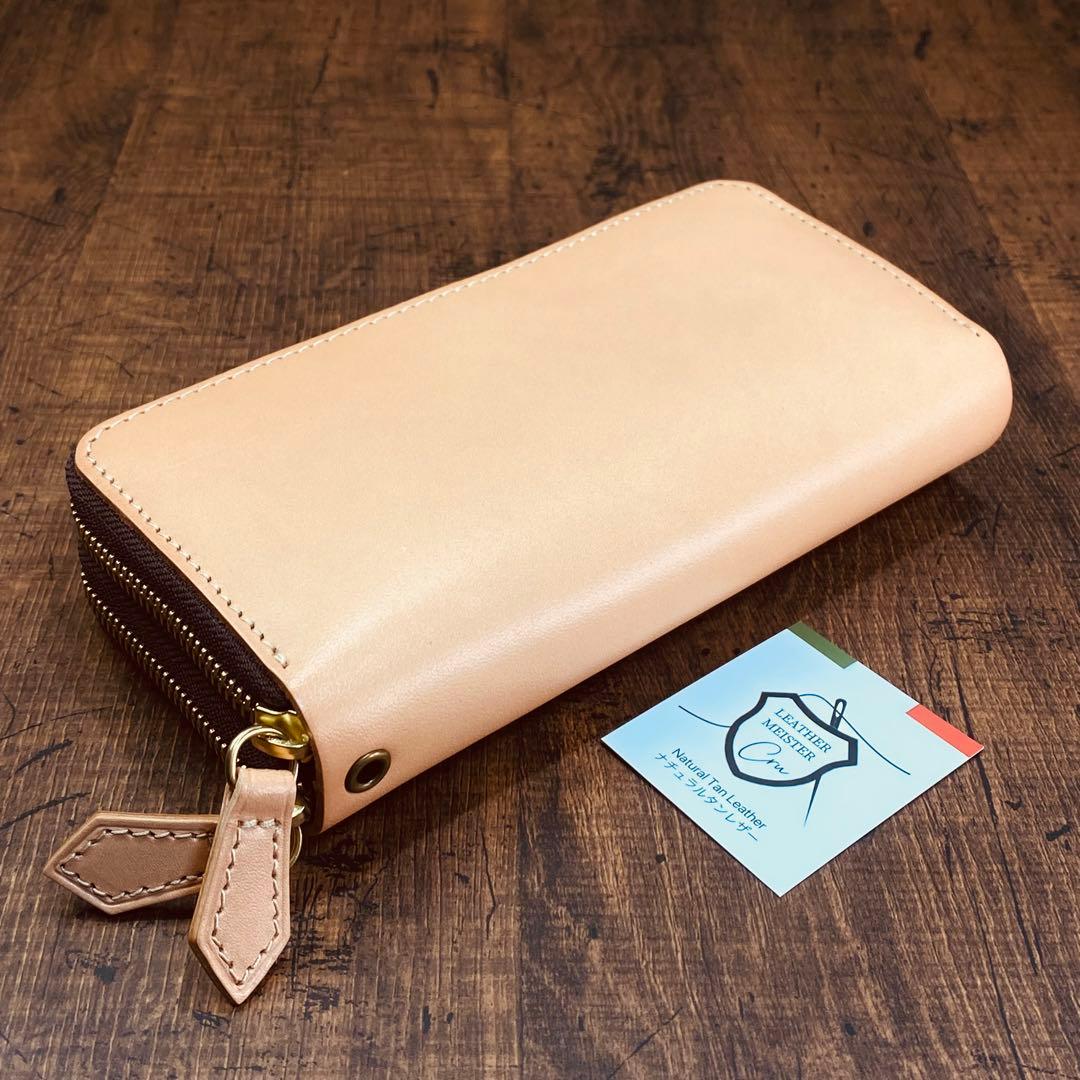 サドルレザー ヌメ革 ラウンドファスナー ダブルファスナー　メンズ財布 長財布