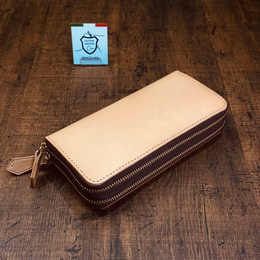 サドルレザー ヌメ革 ラウンドファスナー ダブルファスナー　メンズ財布 長財布