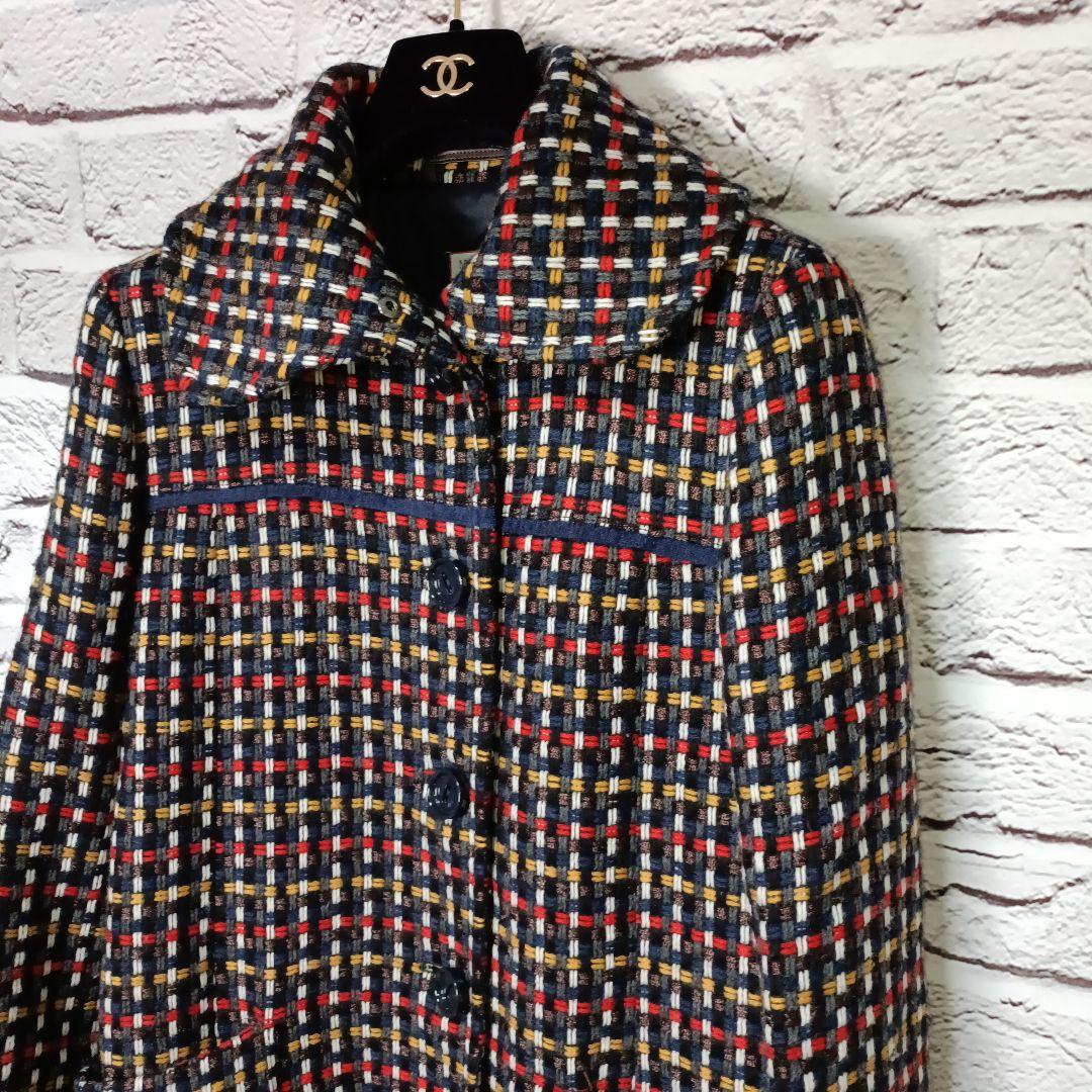 美品■MAX＆Co モヘヤ・アルパカ混 ウール ロングコート　ツイード