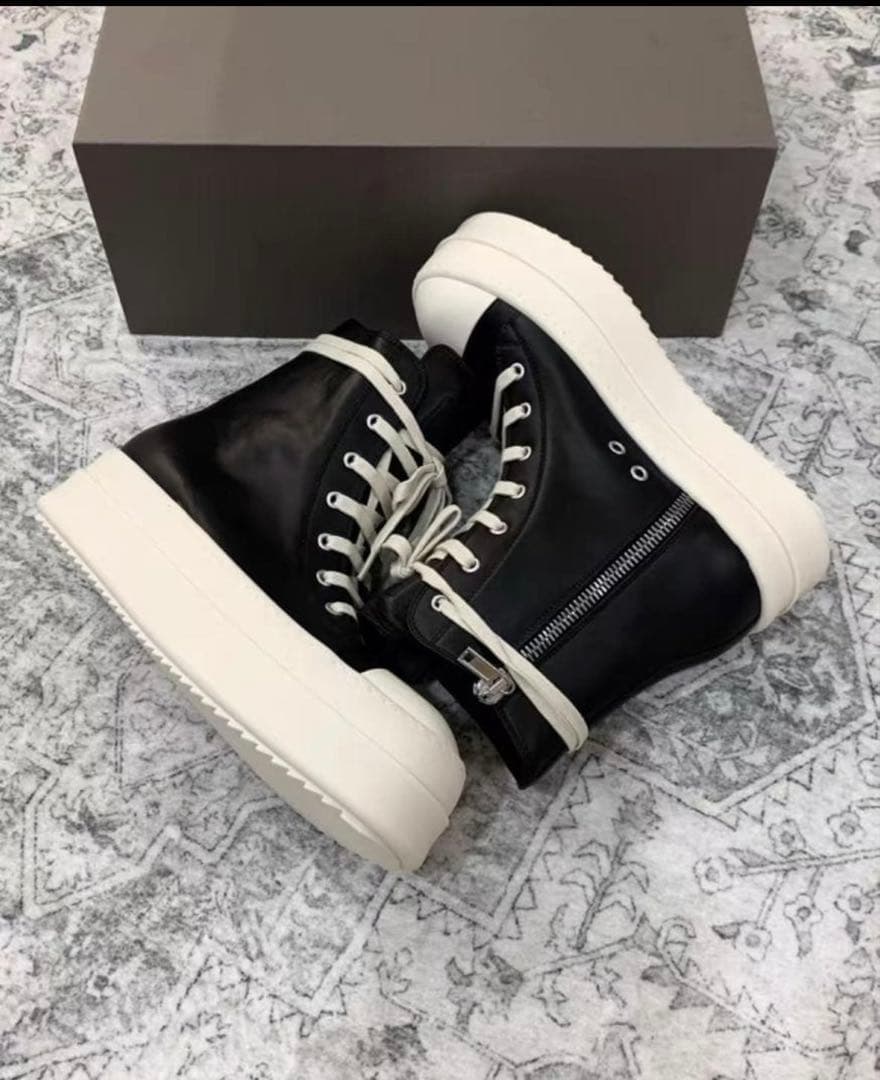 n*·様 rick owens ハイカットスニーカー ブラック 厚底7cm /3