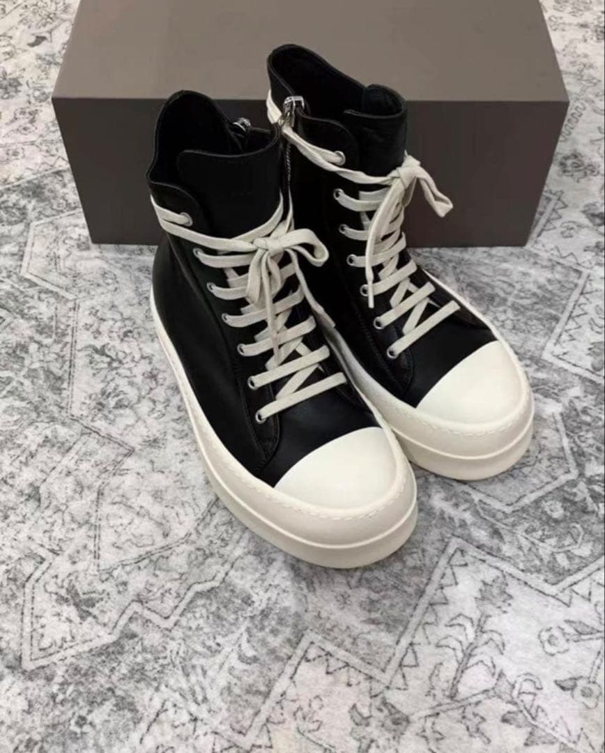 n*·様 rick owens ハイカットスニーカー ブラック 厚底7cm /3