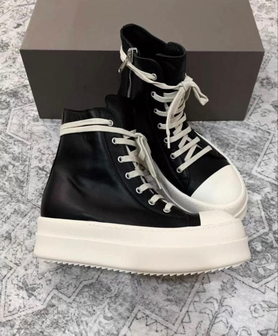 n*·様 rick owens ハイカットスニーカー ブラック 厚底7cm /3