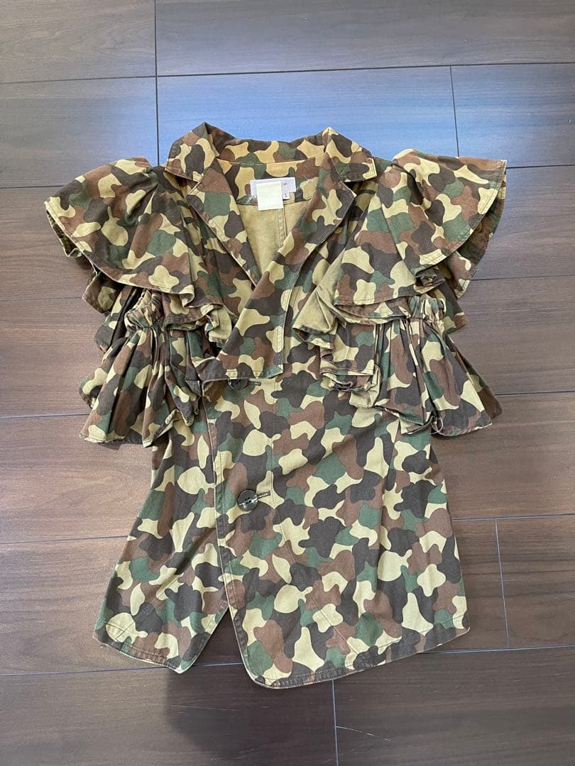 ビンテージ ヨウジヤマモト カモフラージュ 袖フリル ベスト 迷彩