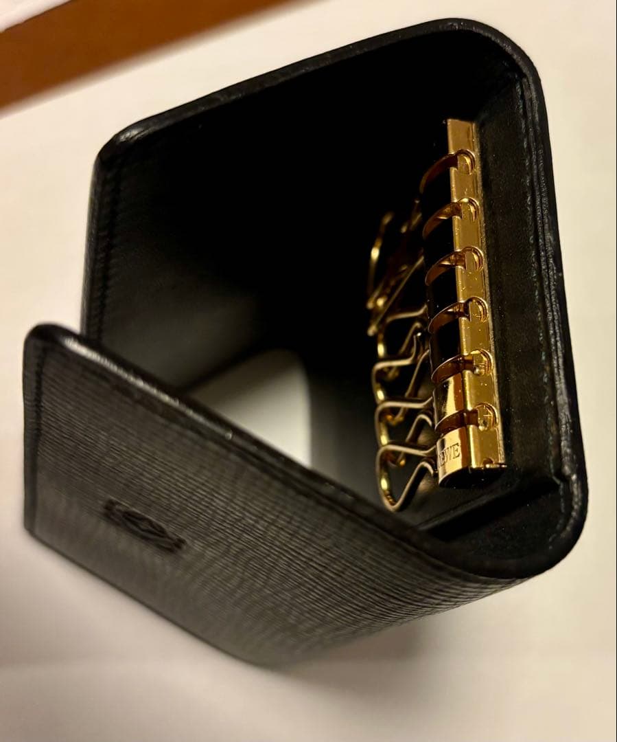 LOEWE ロエベ小物アナグラム6連キーケース カーフスキンブラックゴールド金具