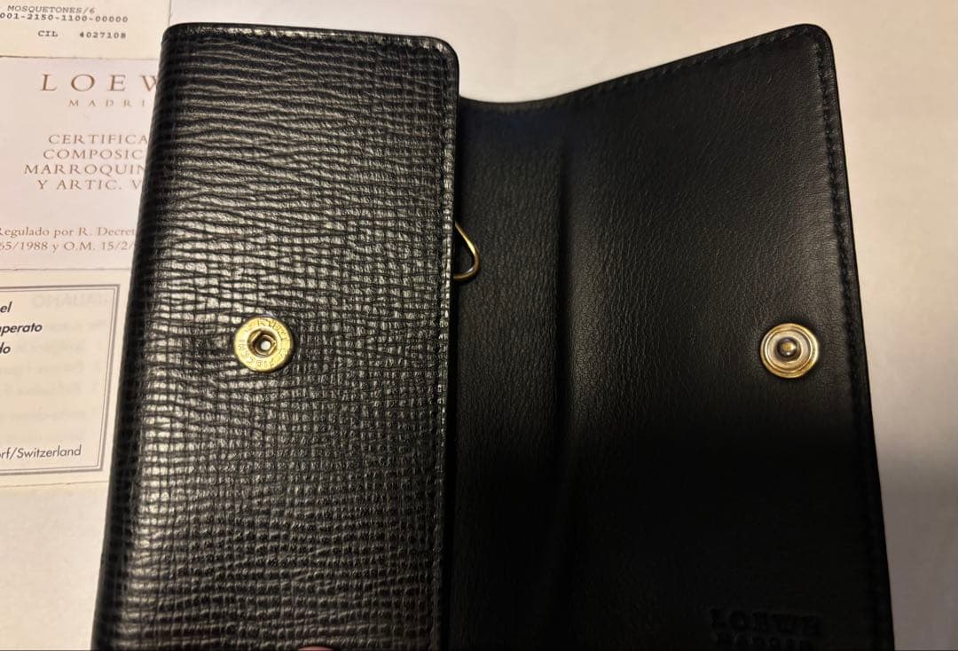 LOEWE ロエベ小物アナグラム6連キーケース カーフスキンブラックゴールド金具