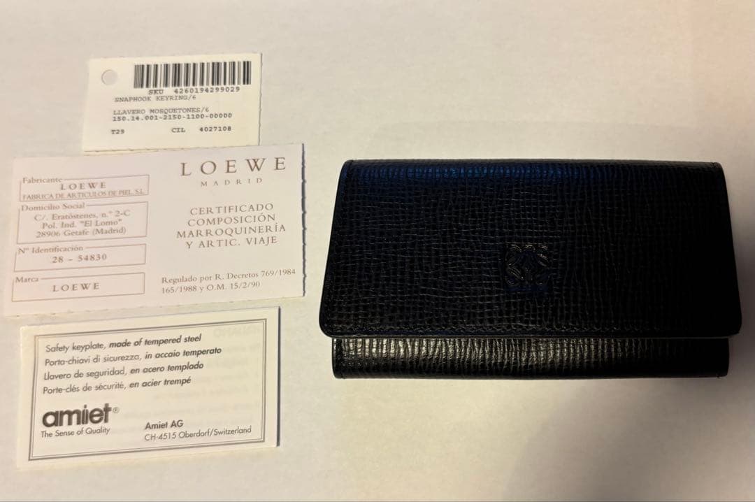 LOEWE ロエベ小物アナグラム6連キーケース カーフスキンブラックゴールド金具