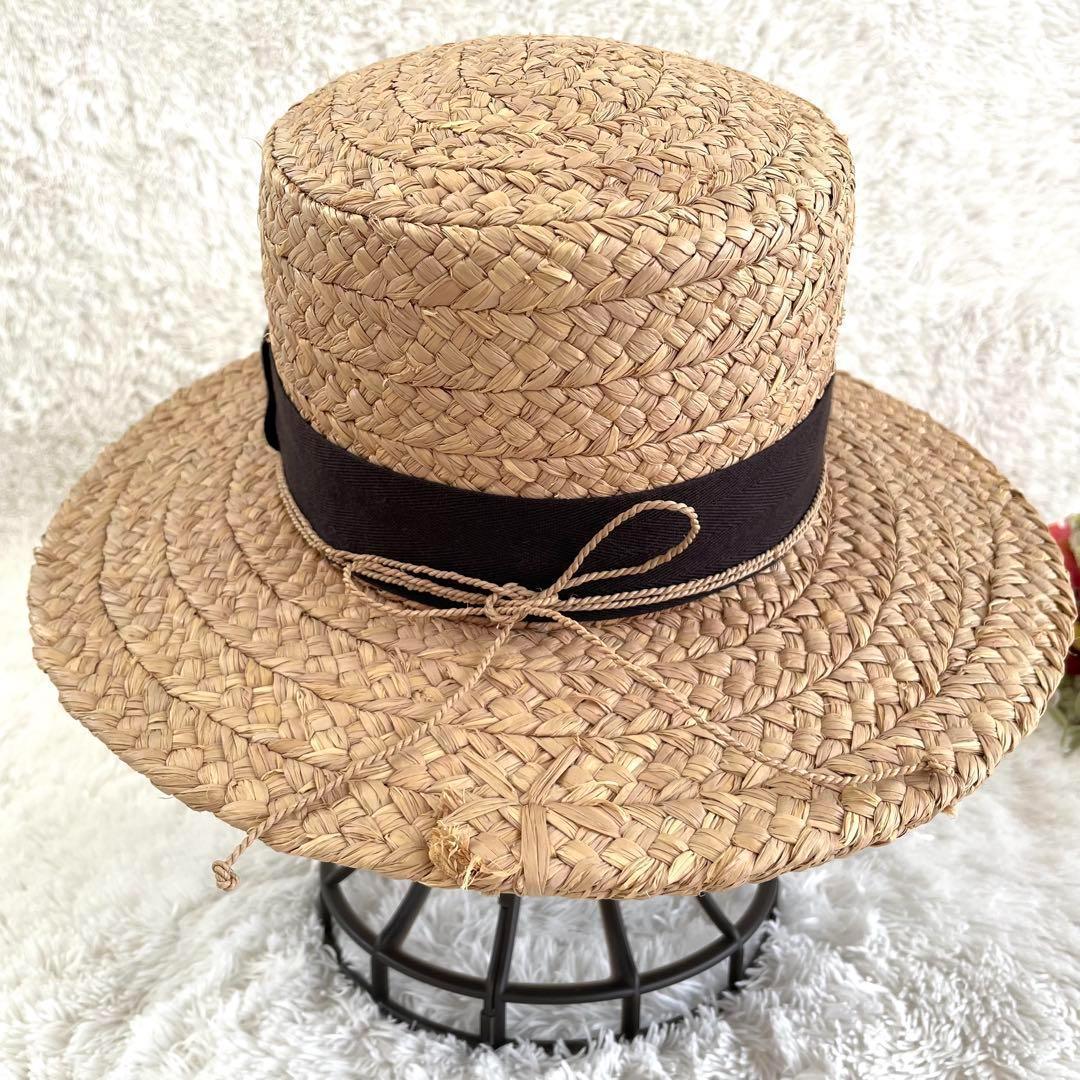 ヘレンカミンスキー✨麦わら帽子　カンカン帽　ハット　ストロー　ナチュラル　ヌガー