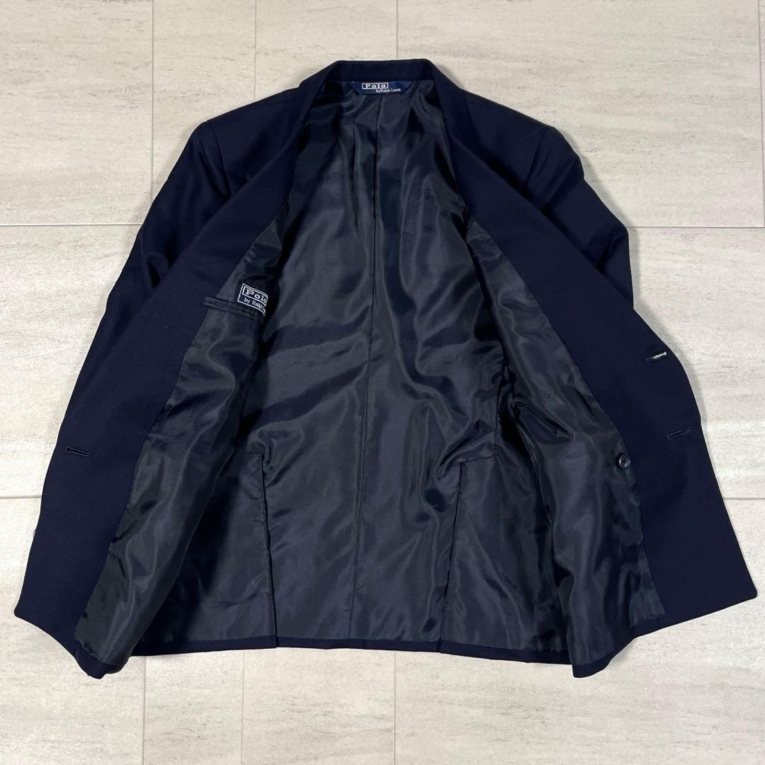 ポロ ラルフローレン 紺ブレザー 150 ダブル テーラードジャケット 金ボタン