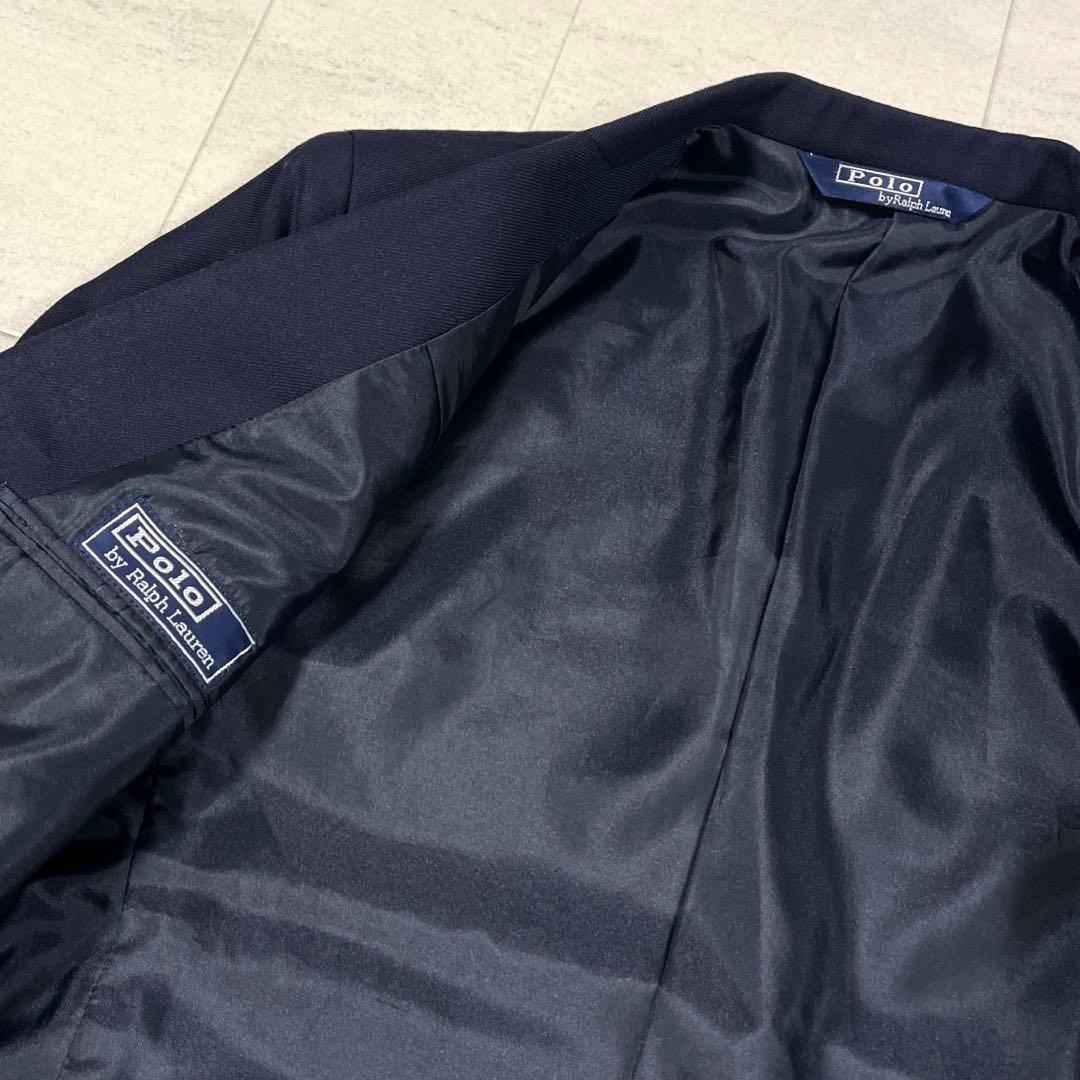 ポロ ラルフローレン 紺ブレザー 150 ダブル テーラードジャケット 金ボタン