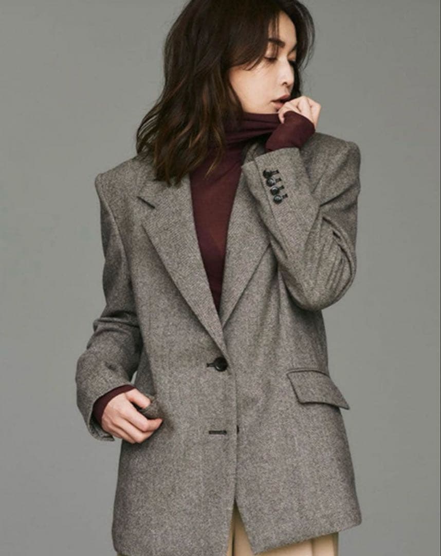 【cha.】WhimGazette ヘリンボーンテーラードジャケット