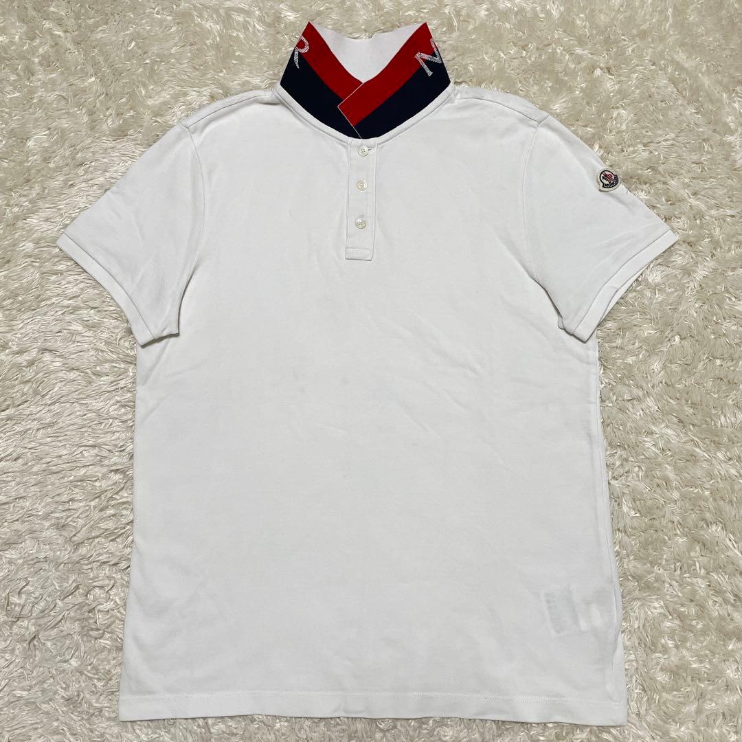 モンクレール　襟裏ロゴ　マグリア　ポロシャツ　ホワイト　Mサイズ