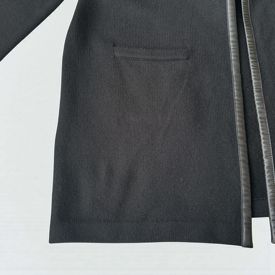 ラルフローレンブラックレーベル　カシミヤ100% レザーパイピング　ニットコート