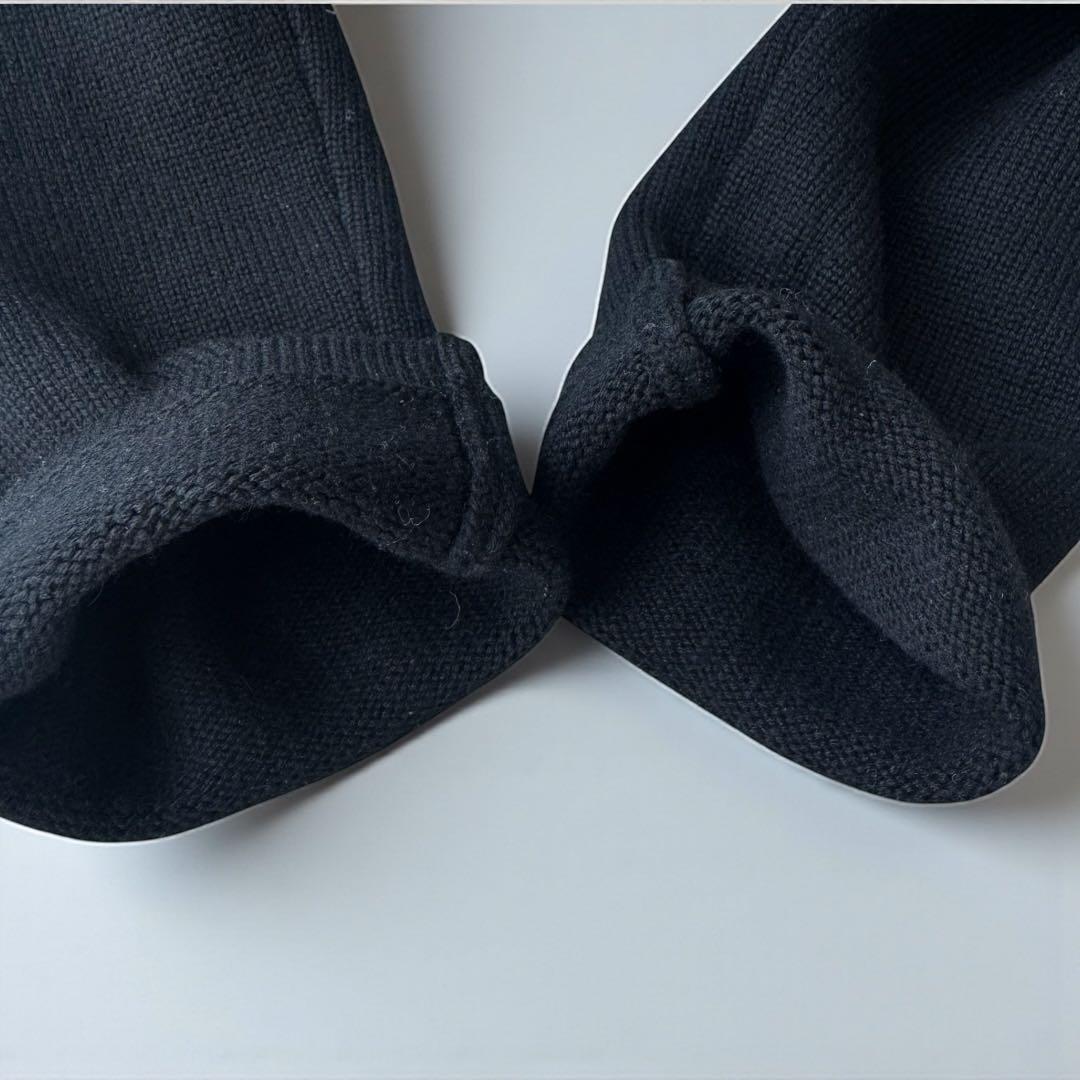 ラルフローレンブラックレーベル　カシミヤ100% レザーパイピング　ニットコート