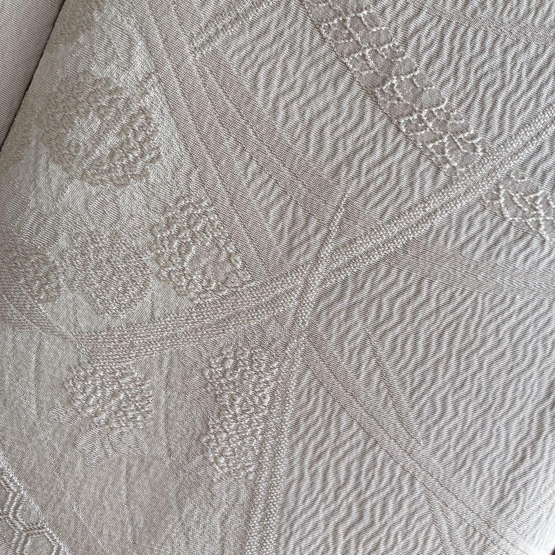 色無地　フルセット　着物　正絹　しつけ糸付き　ホワイトグレー　一つ紋　G4