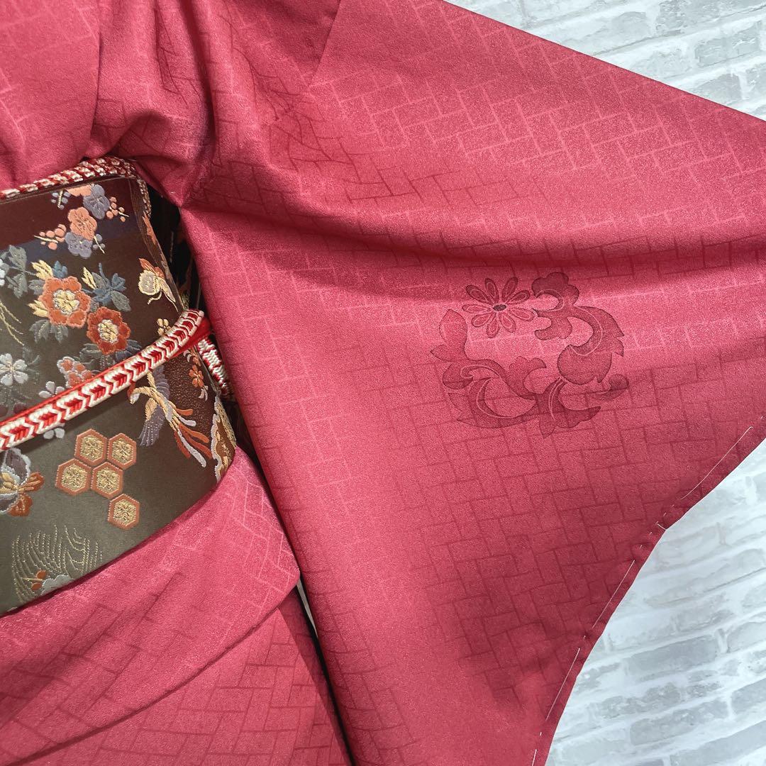 訪問着　フルセット　桧垣地紋　花丸紋　艶やか　着物　付け下げ　I6