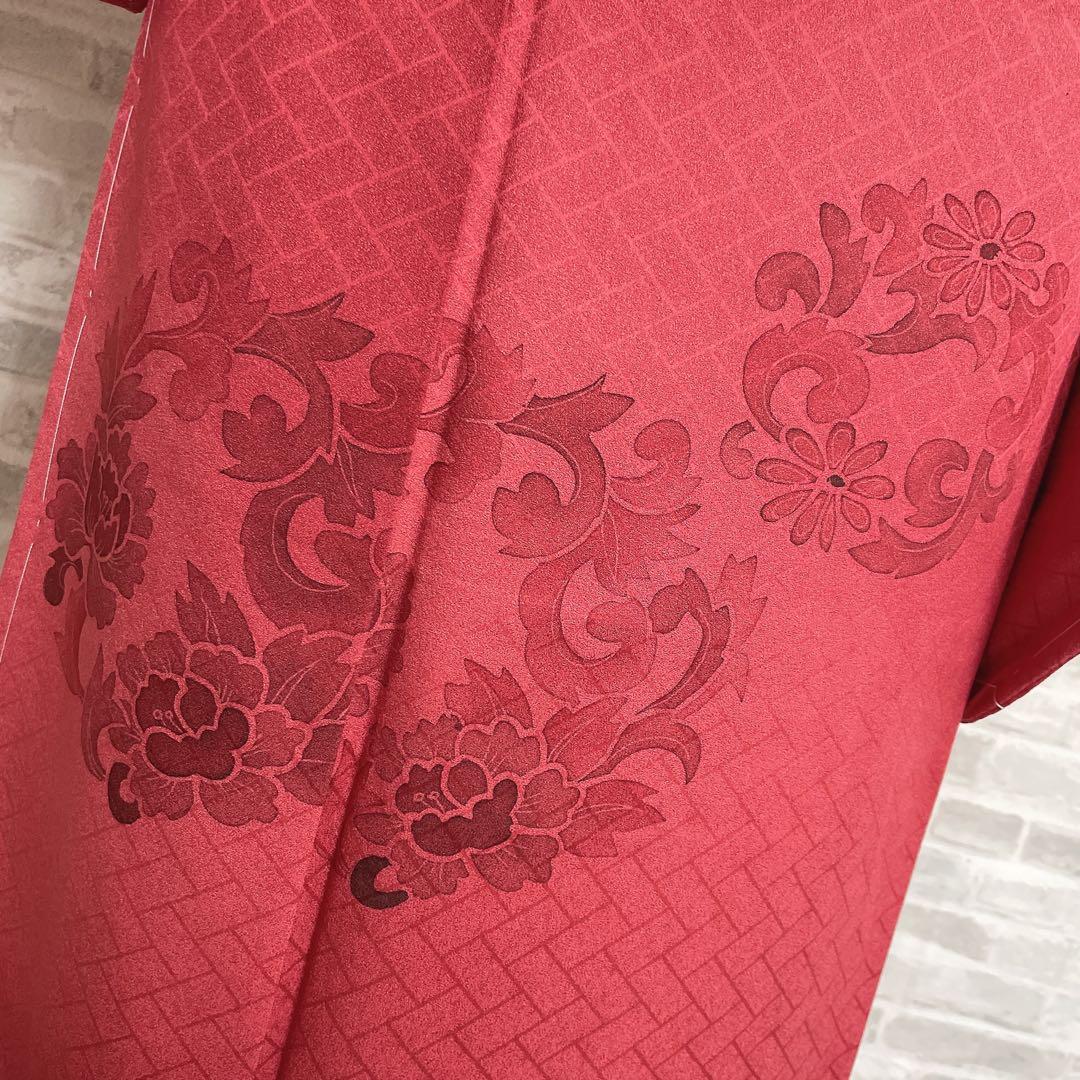 訪問着　フルセット　桧垣地紋　花丸紋　艶やか　着物　付け下げ　I6