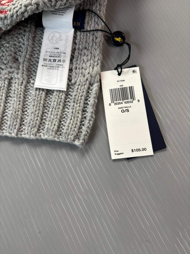 GIFTBOX入り　ポロベア新品　ラルフローレン　マフラー　ポロベア　編み