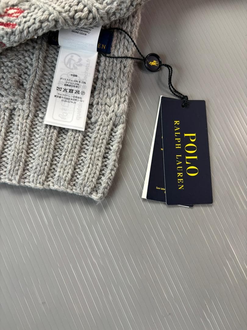 GIFTBOX入り　ポロベア新品　ラルフローレン　マフラー　ポロベア　編み