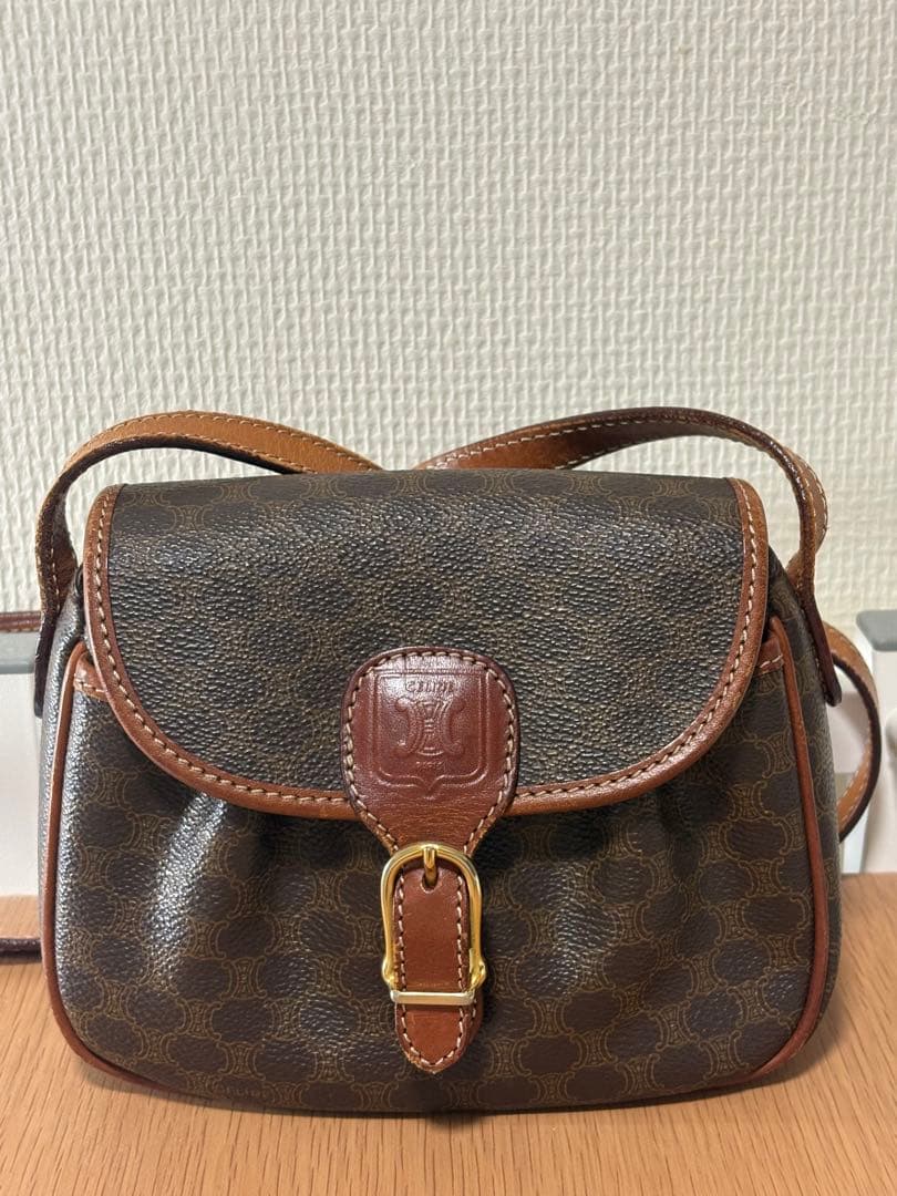 CELINEセリーヌ　マカダムレザーショルダーバッグ