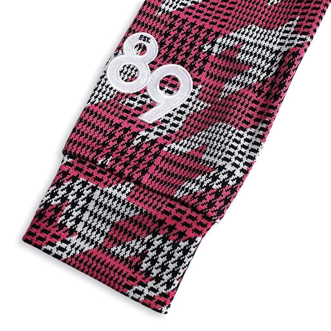 146 パーリーゲイツ 長袖パーカー スエット フード ピンク チェック 0 S