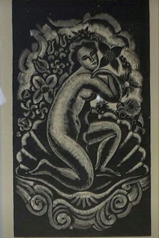 長谷川潔　木版画　『ビーナスの誕生』