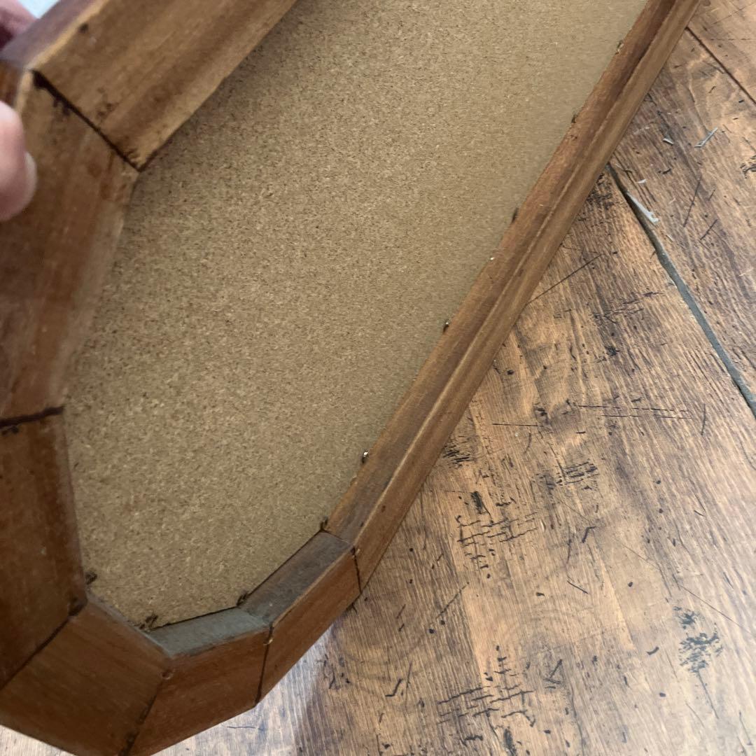 アンティーク 木製フレーム 12角形 壁掛け鏡 ウォールミラー レトロ