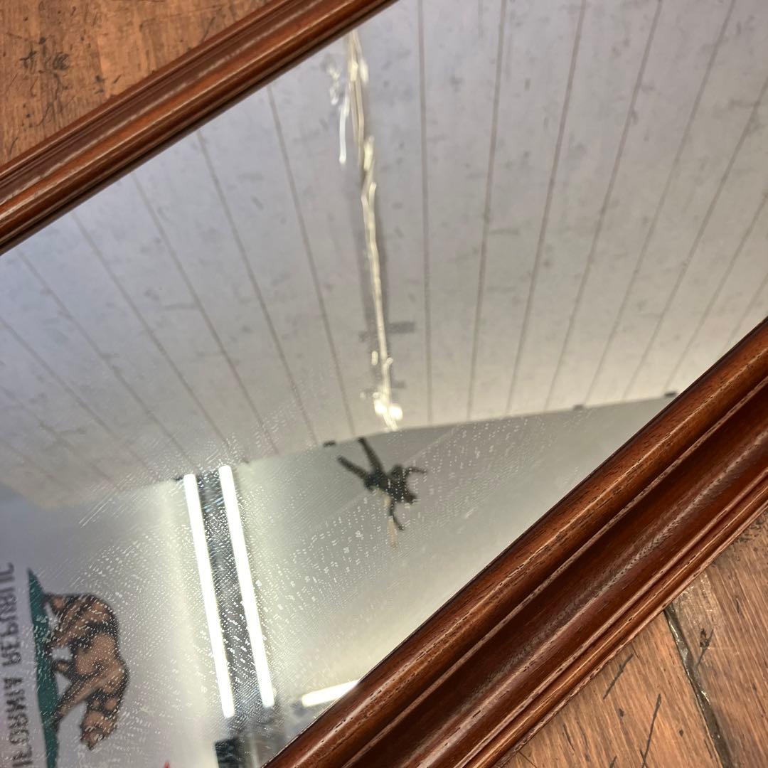 アンティーク 木製フレーム 12角形 壁掛け鏡 ウォールミラー レトロ