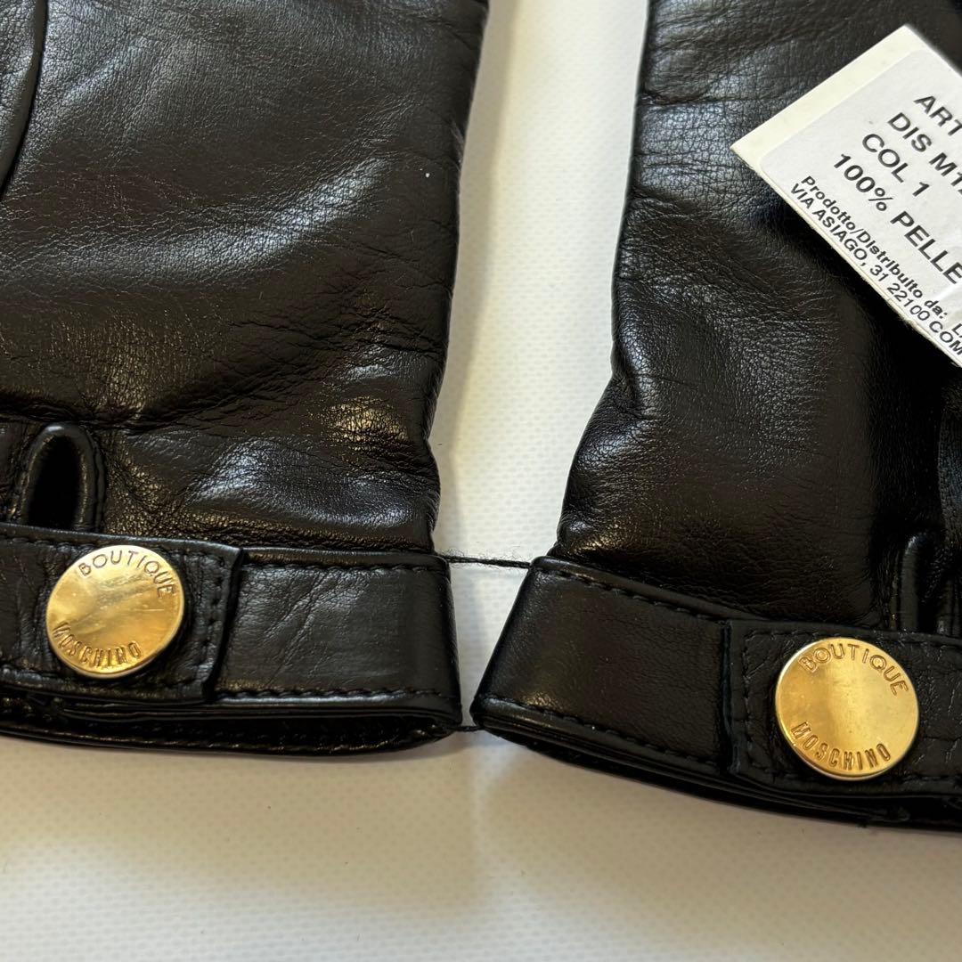 未使用 BOUTIQUE MOSCHINO モスキーノ レザー手袋 イタリア製
