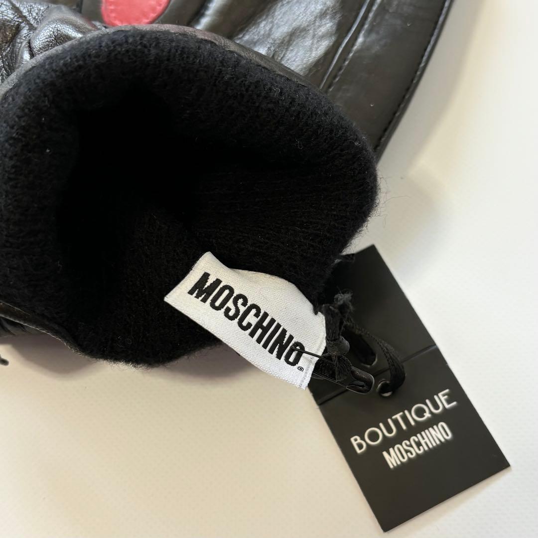 未使用 BOUTIQUE MOSCHINO モスキーノ レザー手袋 イタリア製